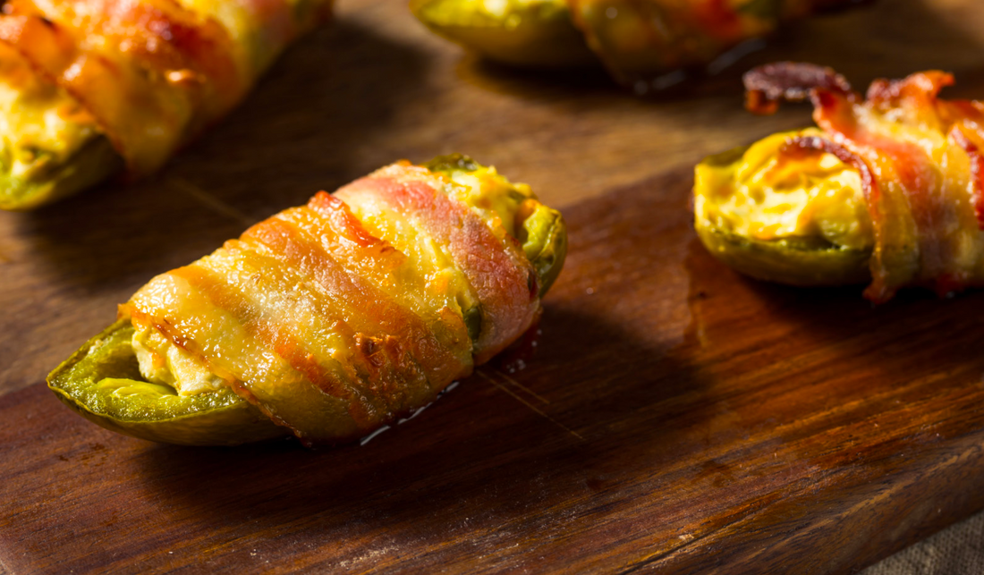 Bacon Wrapped, Beef Stuffed Jalapeno Poppers