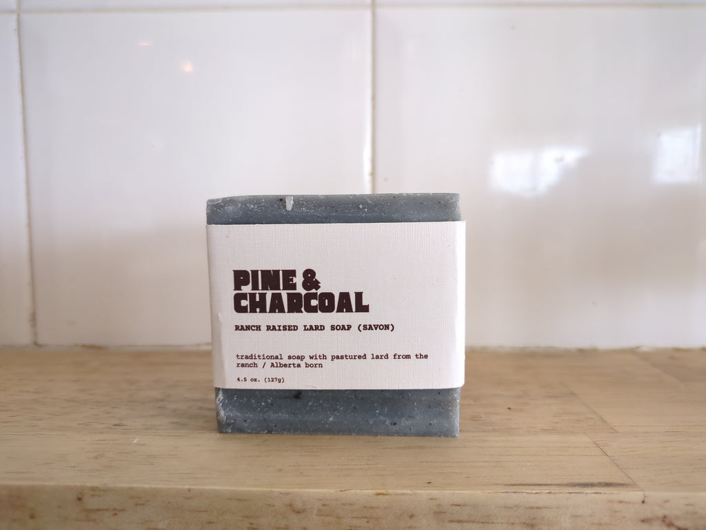 Lard Soap Bar -  Pine & Charcoal
