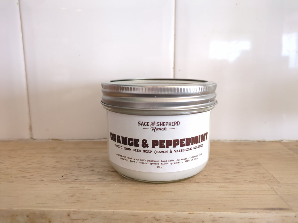 Solid Lard Dish Soap w/ Brush & Scaper